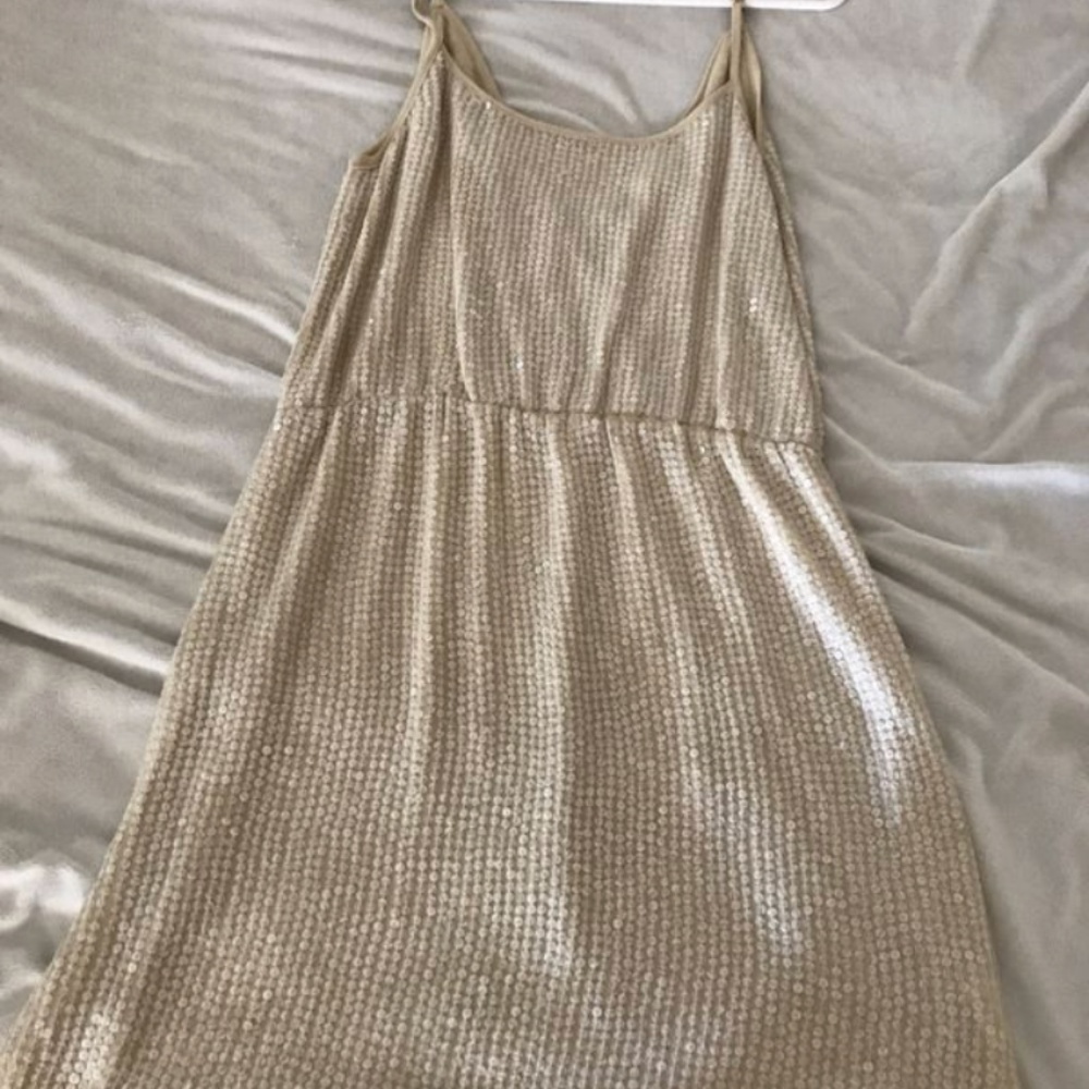 Cream Sequin Cocktail Dress
